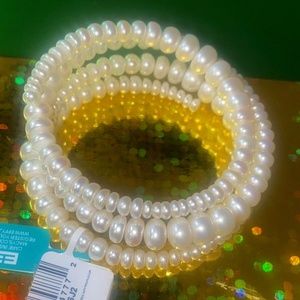 NEW! Cultured Freshwater White Pearl Wrap Bracelet